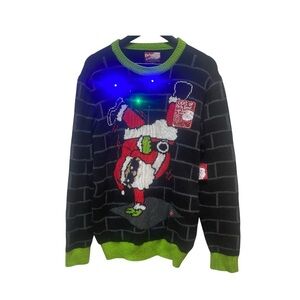 Light Up Ugly Christmas Holiday Santa Sweater Medium
